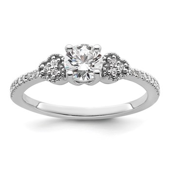 14k White Gold Semi-mount Diamond Round Center Engagement Ring
