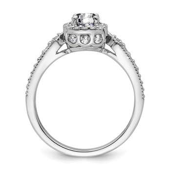 14k White Gold Semi-mount Diamond Halo Round Center Engagement Ring — alternate view