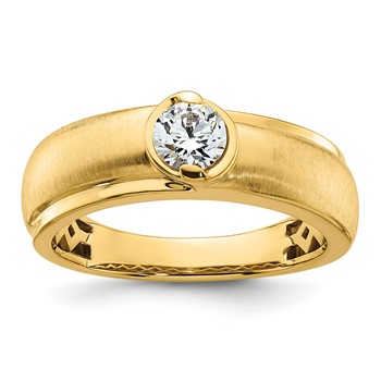 14k Polished and Satin Mens Wedding Band Mounting