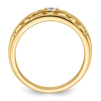 14k Grooved Complete Diamond Mens Wedding Band — alternate view