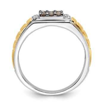 10K Two-tone Polished and Brushed White and Brown Diamond Ring — alternate view