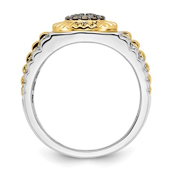 10k Two-tone Champagne Diamond Mens Ring — alternate view
