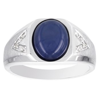 Sterling Silver Onyx & Diamond Ring