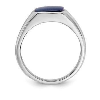 Sterling Silver ANT Created Blue Star & Diamond Ring — alternate view