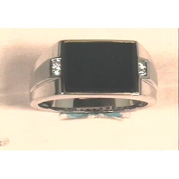 1-10X12 Baguette Onyx, 4-.02 Rd White Sapphire