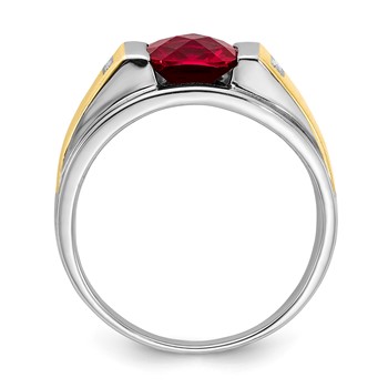 SS/10K Two-Tone CR Ruby and Diamond Ring — alternate view