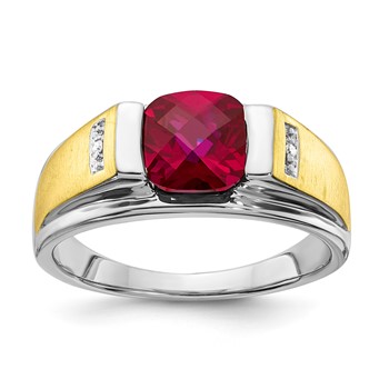 SS/10K Two-Tone CR Ruby and Diamond Ring