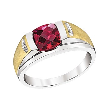 SS/10K Two-Tone CR Ruby and Diamond Ring