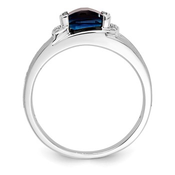 Sterling Silver Men's CR Sapphire & Diamond Ring — alternate view