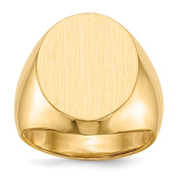 18ky 18.5x16.0mm Closed Back Men's Signet Ring