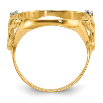 Wideband Distinguished Coin Jewelry 14k Ladies' Polished Trinity Diamond 14.0mm Coin Bezel Ring Mounting — alternate view