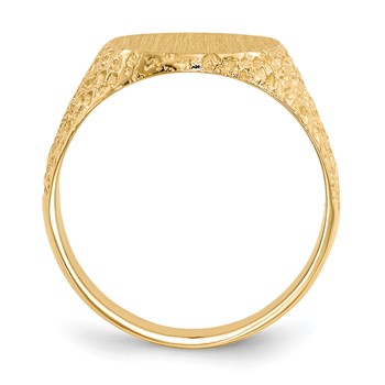 14k 13.0x17.0mm Oval Closed Back Mens Nugget Signet Ring — alternate view