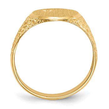 14k Holds 1-2.2mm Diamond 12.0x16.0mm Oval Open Back Mens Nugget Signet Ring Mounting — alternate view