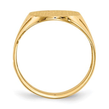 14k Holds 1-1.3mm Diamond 14.0x16.0mm Oval Open Back Mens Signet Ring Mounting — alternate view