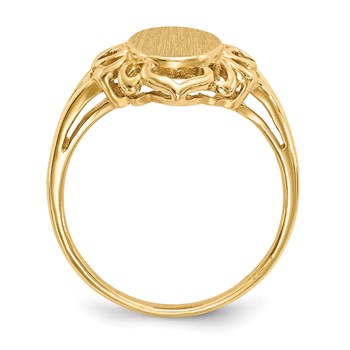 14k 7.5x10.5mm Oval Open Back Filigree Heart Edge Signet Ring — alternate view
