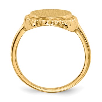 14k 11.0x12.5mm Oval Open Back Filigree Edge Signet Ring — alternate view