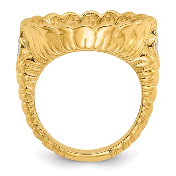 Wideband Distinguished Coin Jewelry 14k Ladies' Polished Fancy Braided Band Diamond 16.5mm Coin Bezel Ring Mounting — alternate view