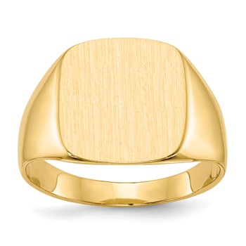 18k 15.0x13.5mm Closed Back Men's Signet Ring