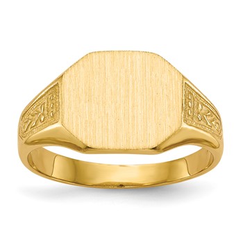 14k 11.0x9.0mm Octagon Closed Back Signet Ring