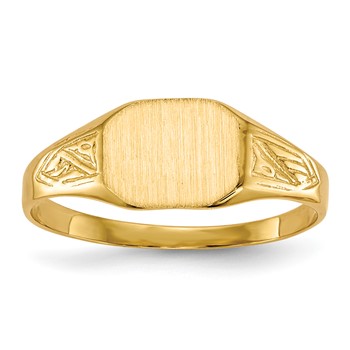 14k 8.5x7.0mm Octagon Open Back Signet Ring