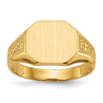 14k 11.0x9.0mm Octagon Open Back Signet Ring
