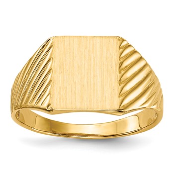 14k 8.0x9.5mm Rectangle Open Back Signet Ring