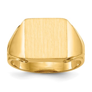 14k 12.0x12.0mm Square Open Back Mens Signet Ring