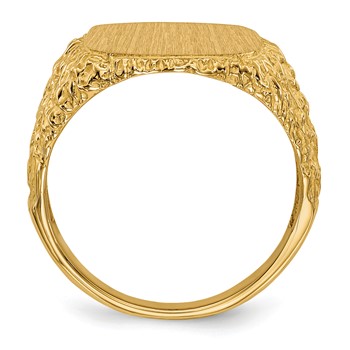 14k 13.5x13.5mm Cushion Open Back Mens Signet Ring — alternate view