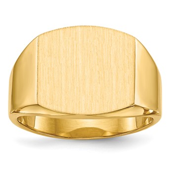 14k 14.5x13.5mm Closed Back Mens Signet Ring