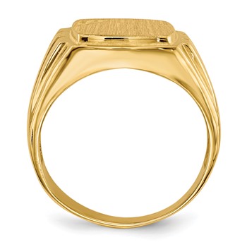 14k Holds 1-1.6mm Diamond 12.0x11.5mm Cushion Open Back Grooved Sides Mens Signet Ring Mounting — alternate view