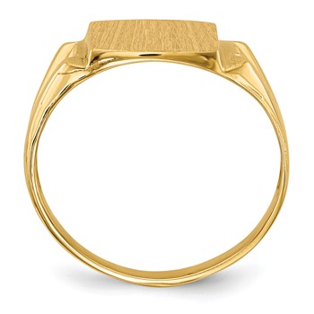 14k Holds 2-1.3mm Cushion Diamonds 11.0x12.0mm Cushion Open Back Mens Signet Ring Mounting — alternate view
