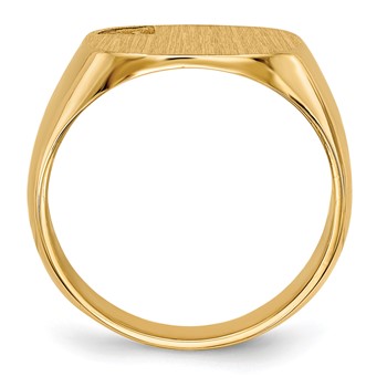 14k Holds 1-1.0mm Diamond 15.0x15.0mm Cushion Closed Back Mens Signet Ring Mounting — alternate view