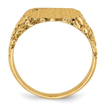 14k Holds 1-1.3mm Cushion Diamond 11.5x10.0mm Cushion Closed Back Nugget Signet Ring Mounting — alternate view