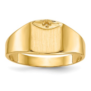 14k Holds 1-1.0mm Diamond 7.0x8.0mm Square Closed Back Signet Ring Mounting