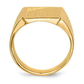 14k Holds 1-1.6mm Diamond 13.0x14.0mm Square Closed Back Mens Signet Ring Mounting — alternate view