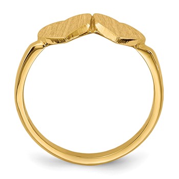 14k 7.5x7.5mm Open Back Double Heart Signet Ring — alternate view