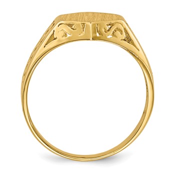 14k 9.5x8.5mm Hexagon Open Back Signet Ring — alternate view