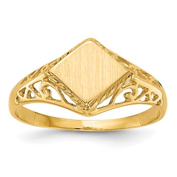 14k 8.5x8.0mm Square Open Back Signet Ring