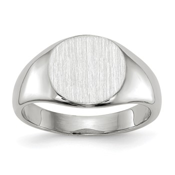 14k White Gold 8.5x8.0mm Closed Back Size 3 Childs Oval Signet Ring