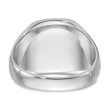 10k White Gold 13.5x14.5mm Cushion Closed Back Mens Signet Ring — alternate view