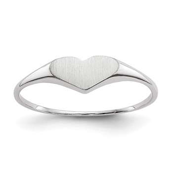 14k White Gold 8.0x4.0mm Open Back Size 4 Childs Heart Signet Ring