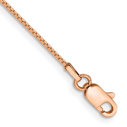 14k Rose Gold .85mm Box Chain Anklet