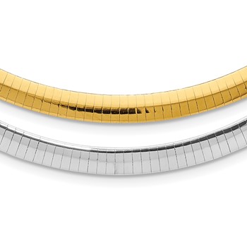 Sterling Silver Gold-plated 6mm Reversible with 2in ext Cubetto Chain