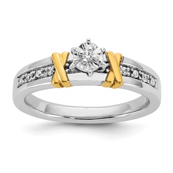 Sterling Silver Gold plated CZ Engagement Ring Only