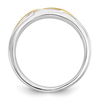 Sterling Silver Gold plate CZ Womens Wedding Band — alternate view