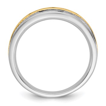 Sterling Silver Gold plate CZ Mens Wedding Band — alternate view