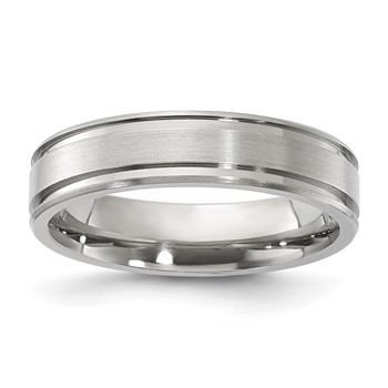 Titanium Polished & Brushed 5mm Double Grooved Men's Band