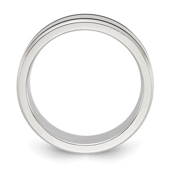 Titanium Polished & Brushed 7mm Double Grooved Men's Band — alternate view