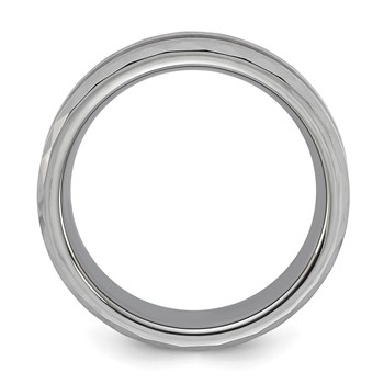 Tungsten Carbide Polished Brushed & Faceted 8mm Men's Band — alternate view