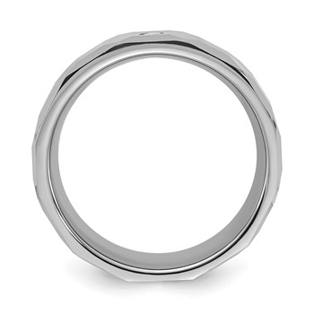 Tungsten Carbide Polished & Faceted Diamond 8MM Men's Ring — alternate view